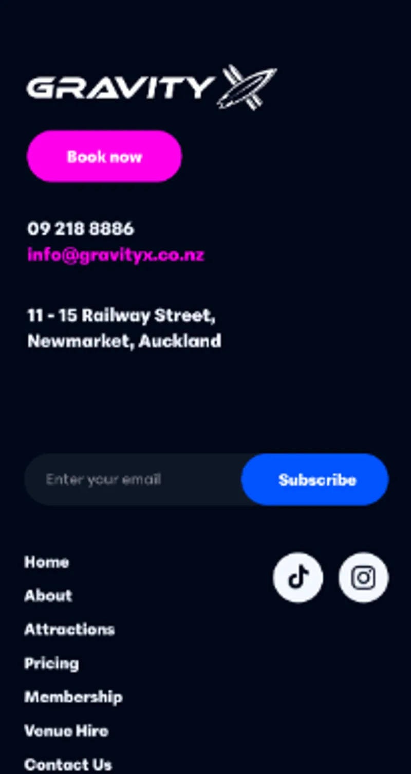 GravityX website, on a phone