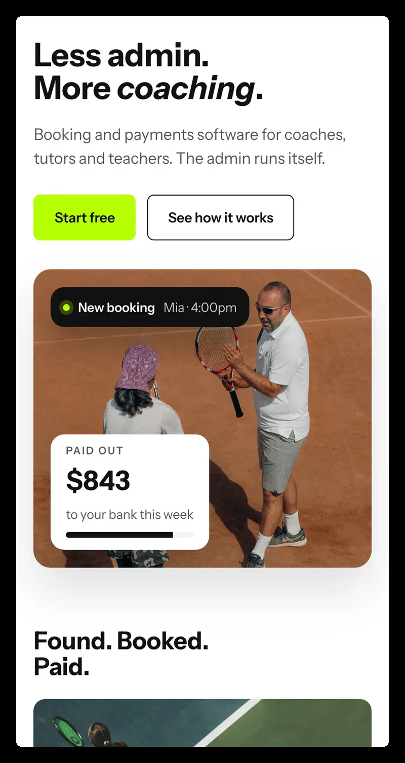 CoachPlus website, on a phone