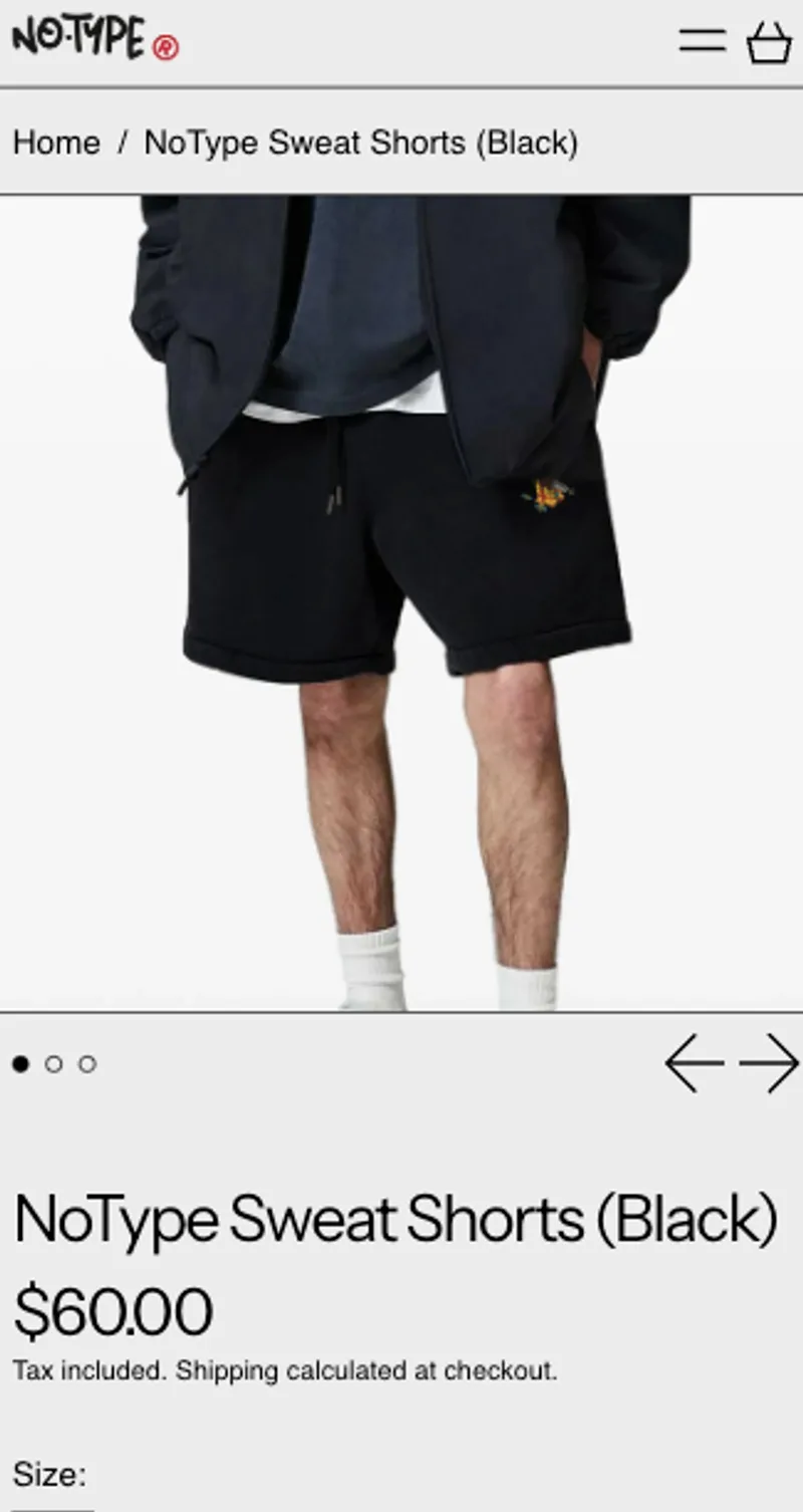 No Type website, on a phone