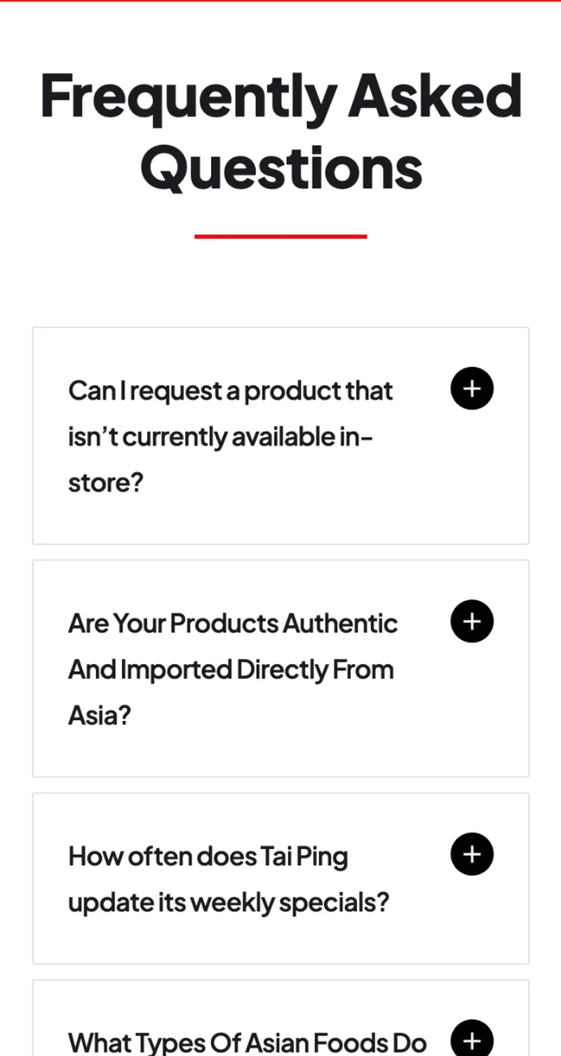 Tai Ping Supermarket website, on a phone