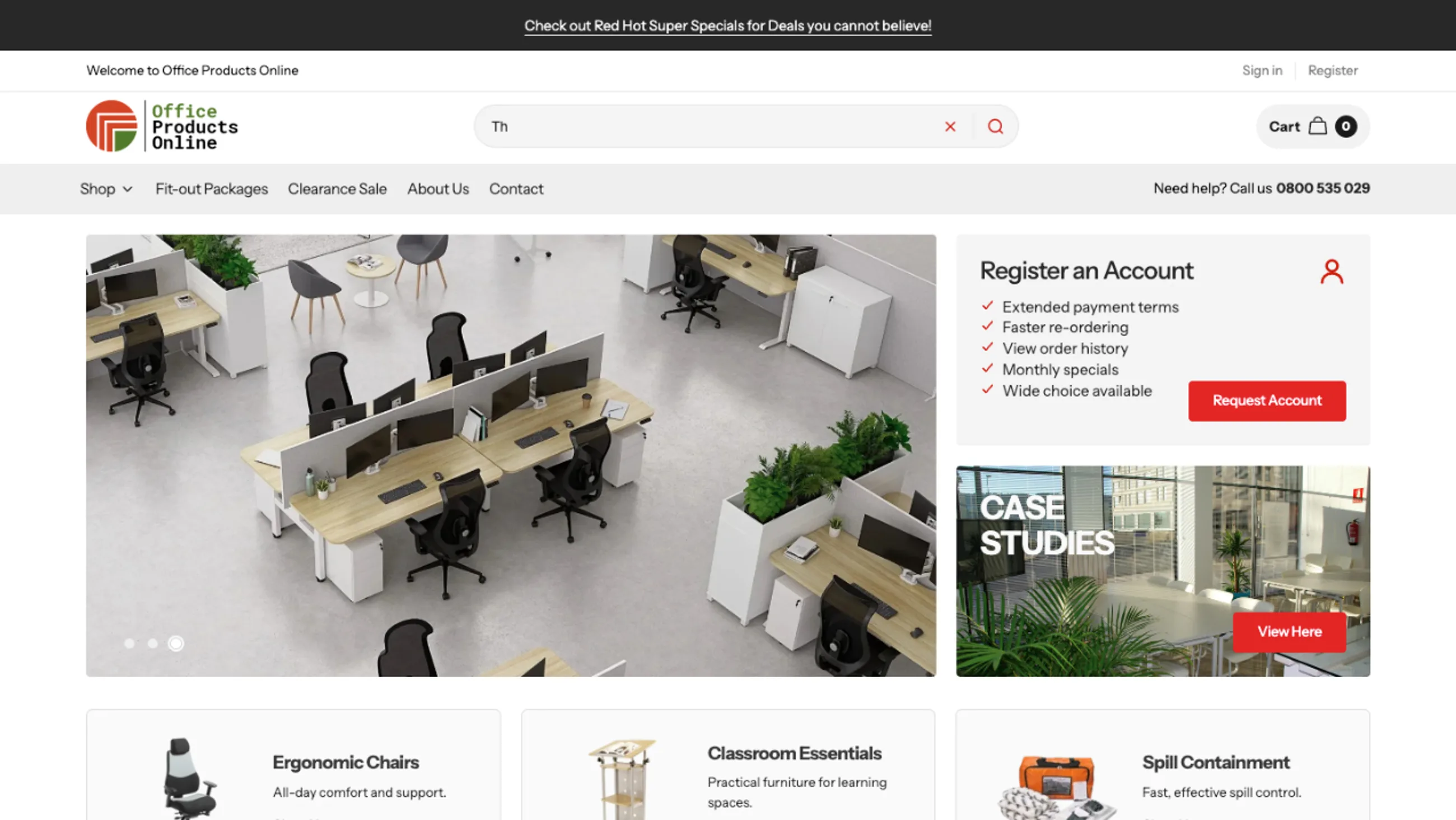 Office Products Online website, on desktop
