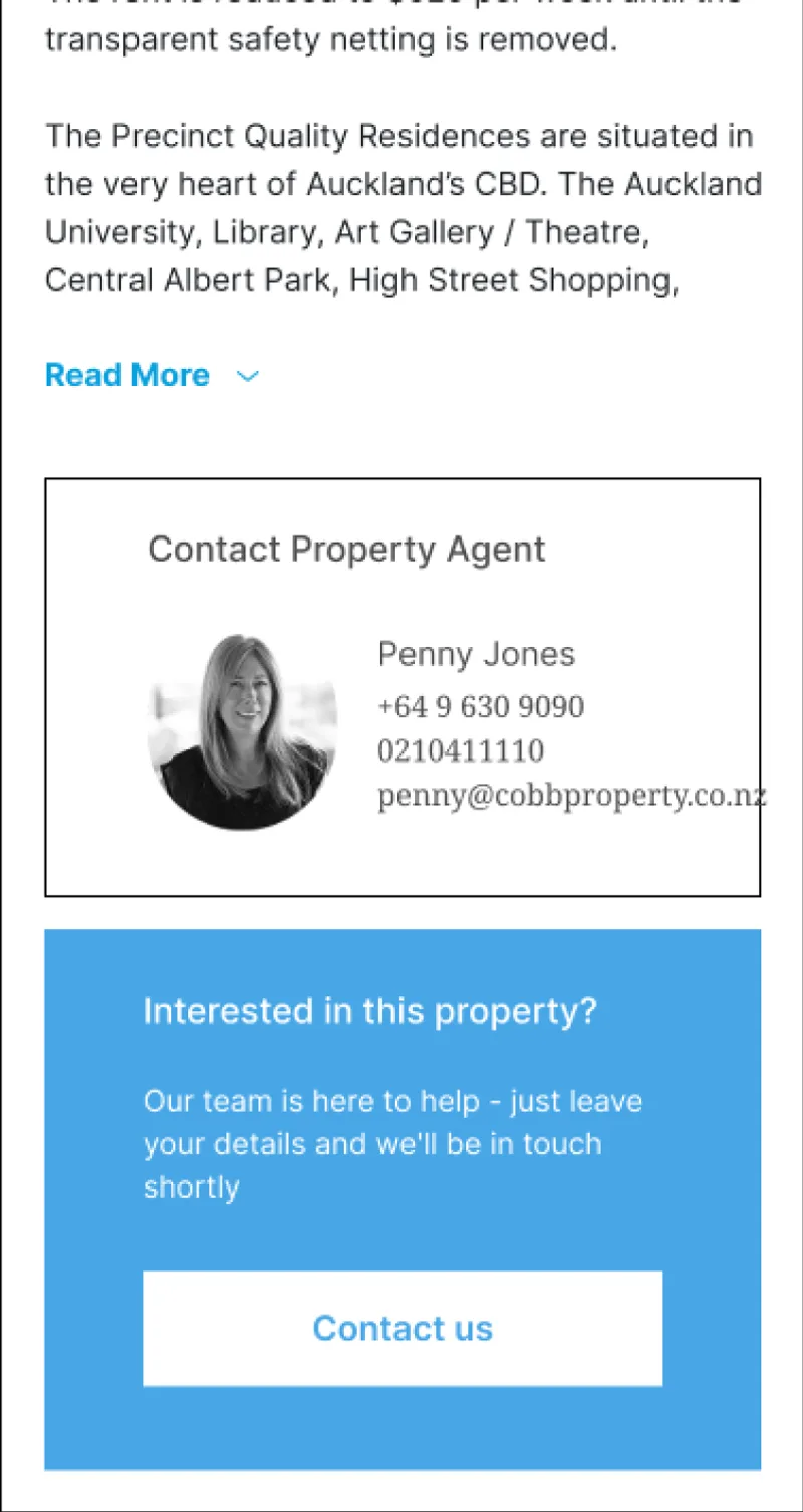 Cobb Property website, on a phone