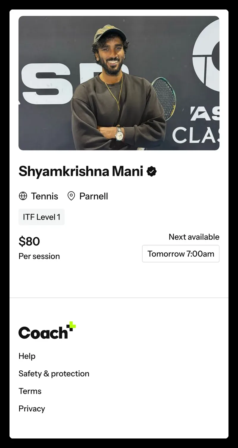 CoachPlus website, on a phone