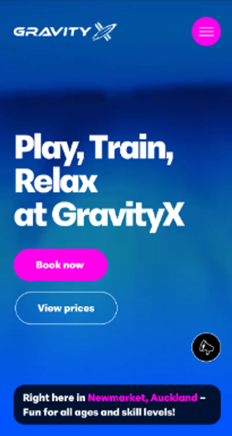 GravityX website, on a phone