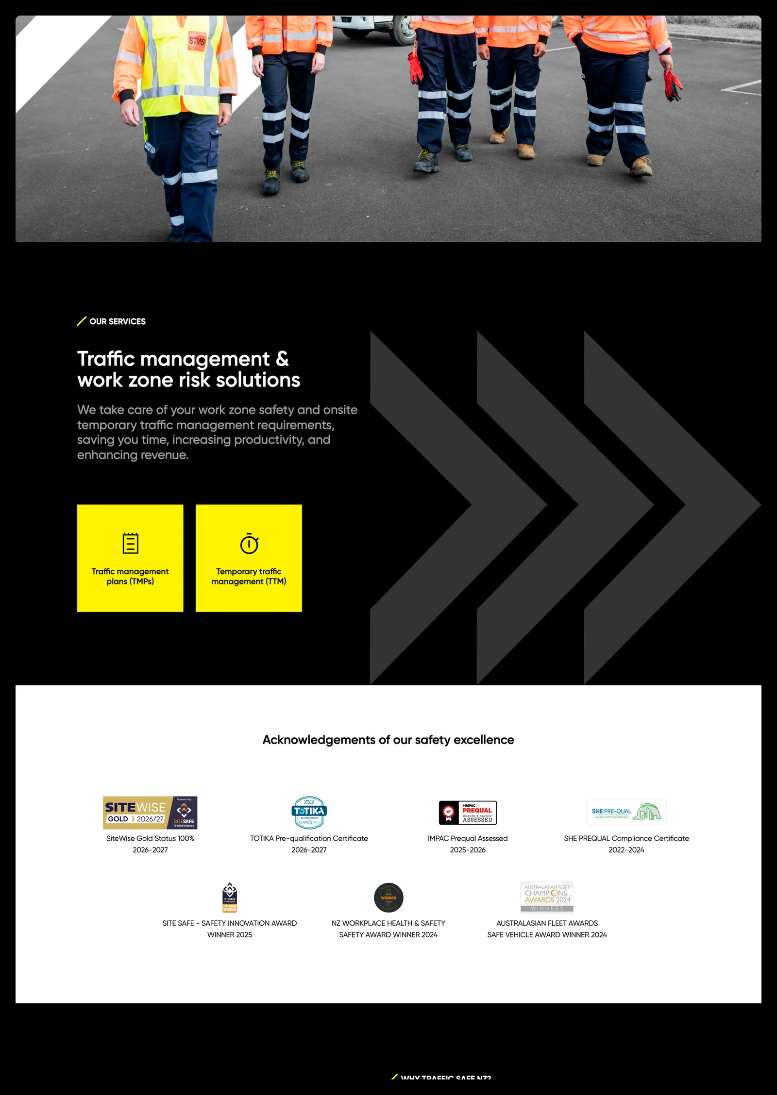 TrafficSafe website, on desktop
