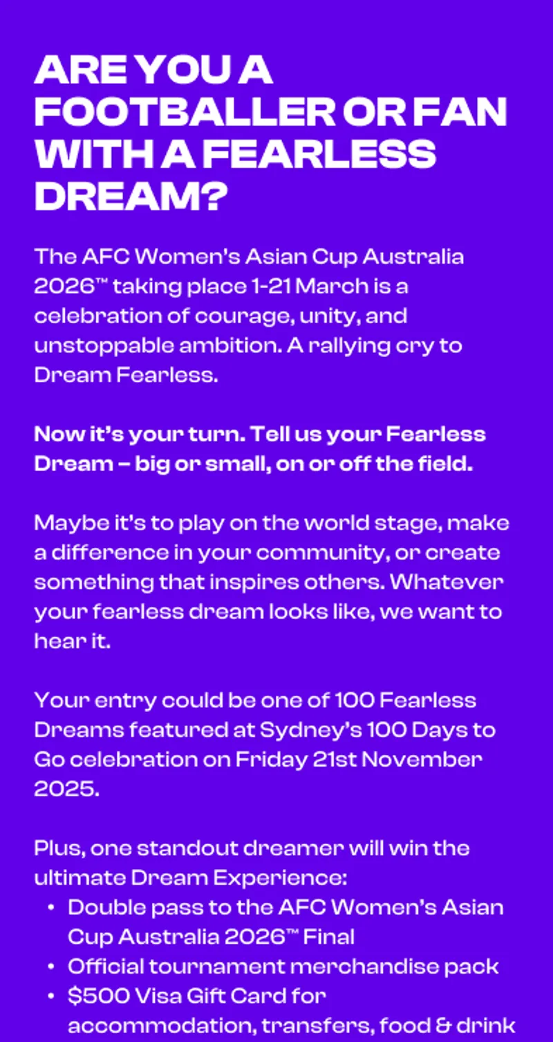 AFC Women's Asian Cup competition site, on a phone