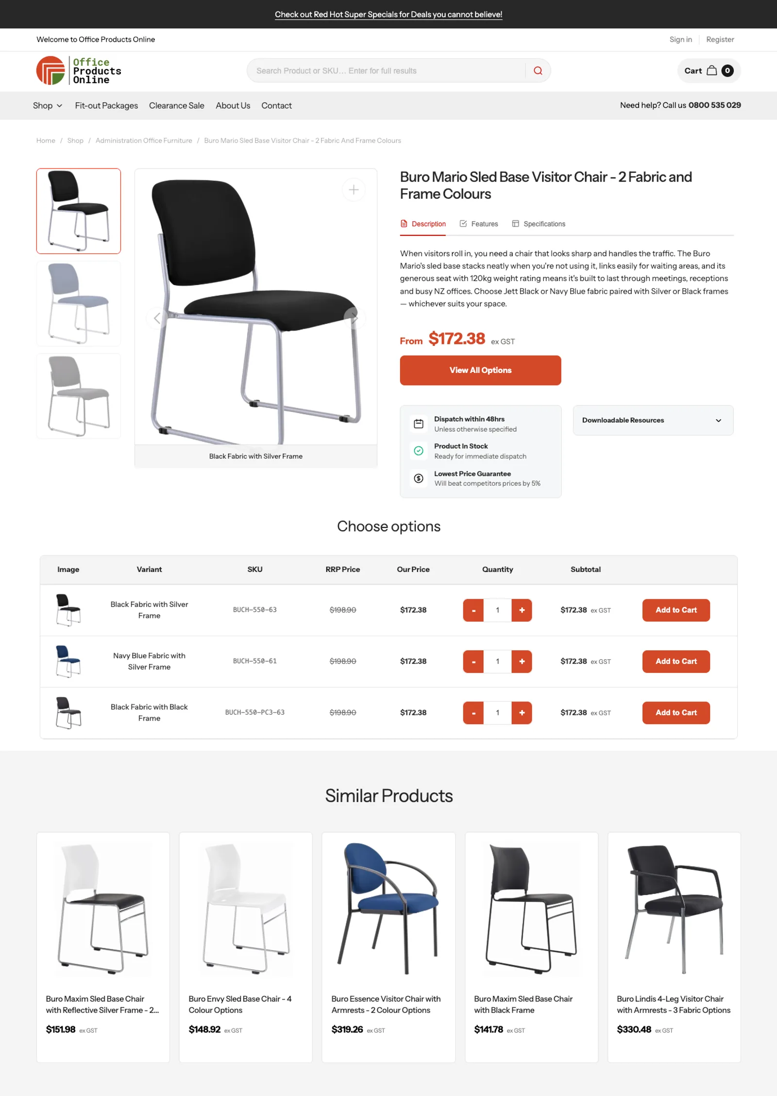 Office Products Online website, on desktop
