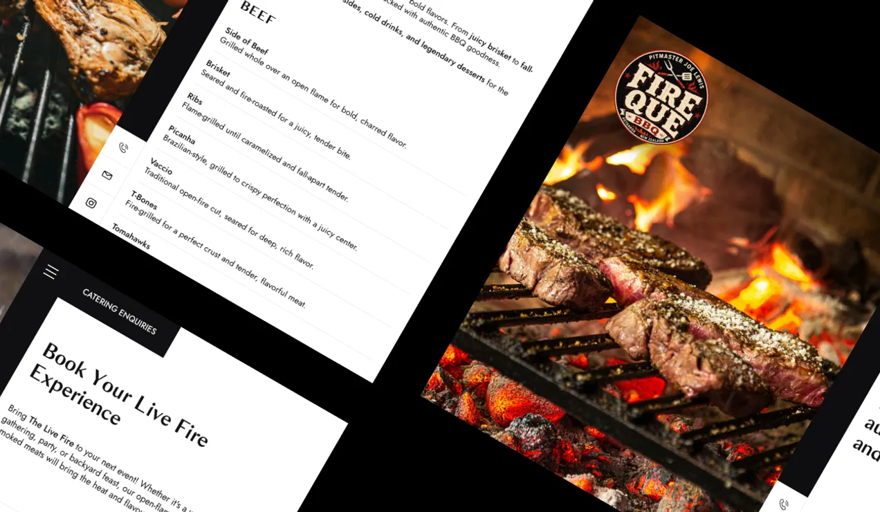 Fire Que BBQ website