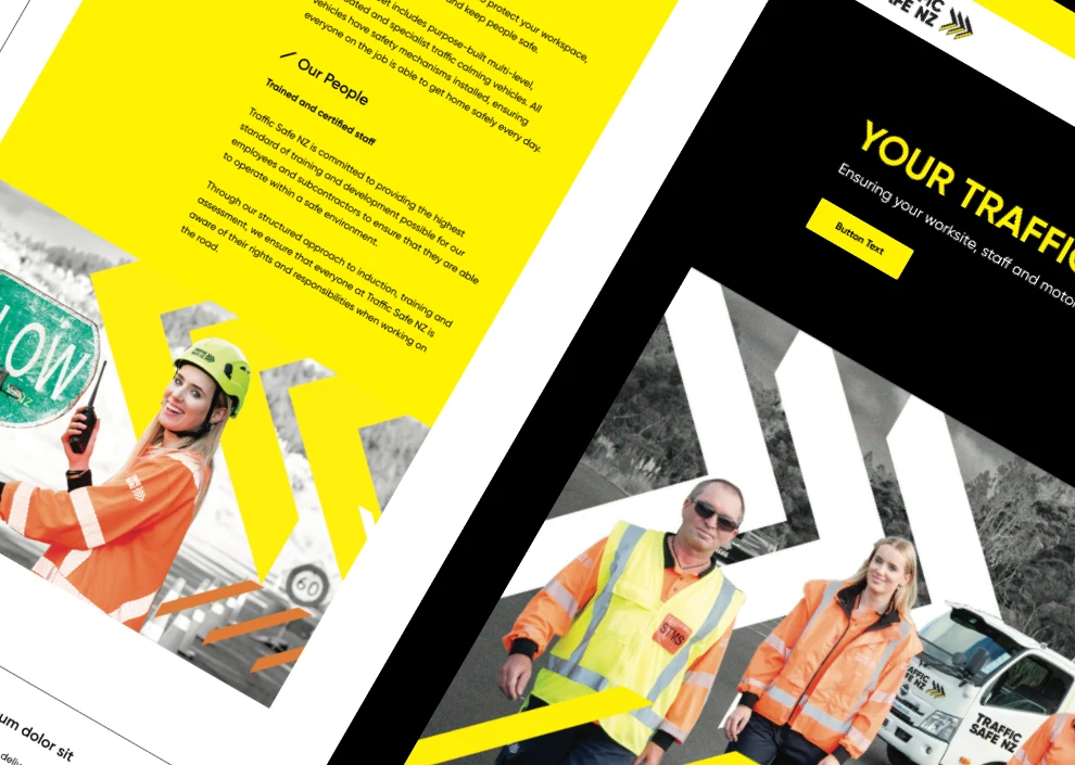 TrafficSafe NZ's homepage, two pages tilted