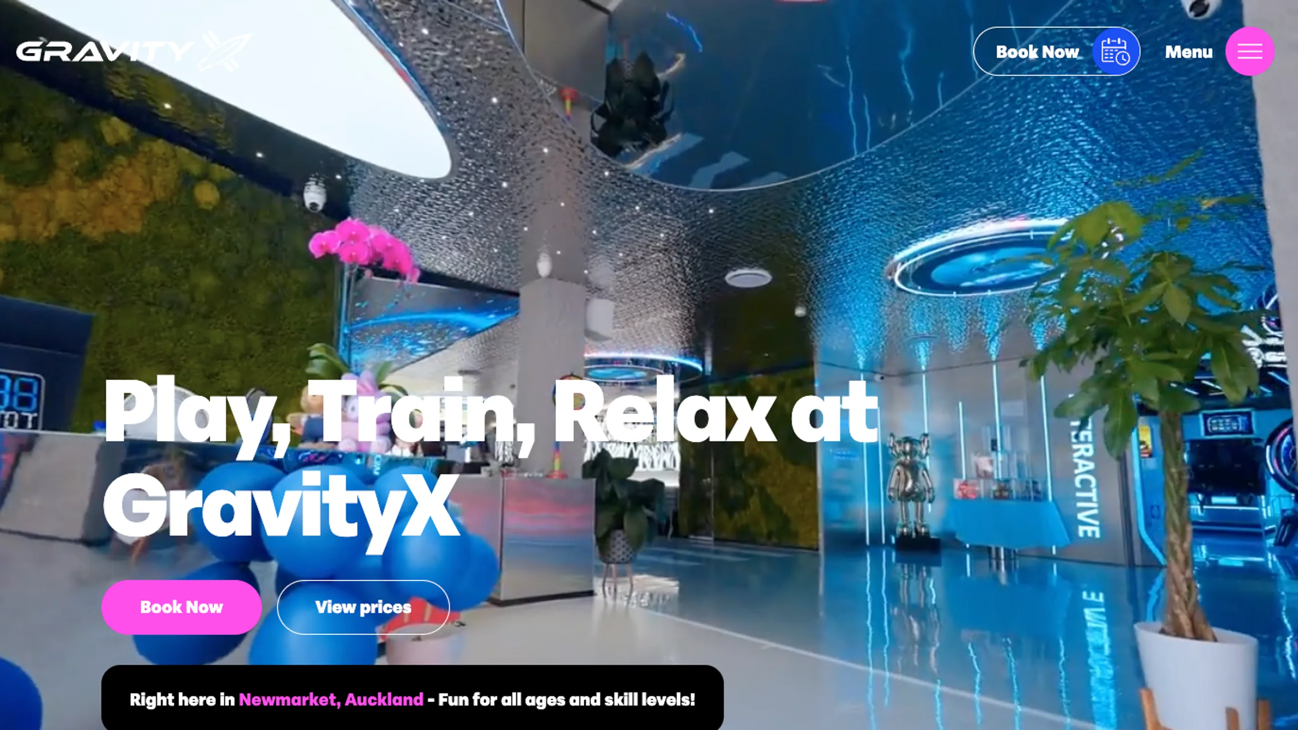 GravityX website, on desktop