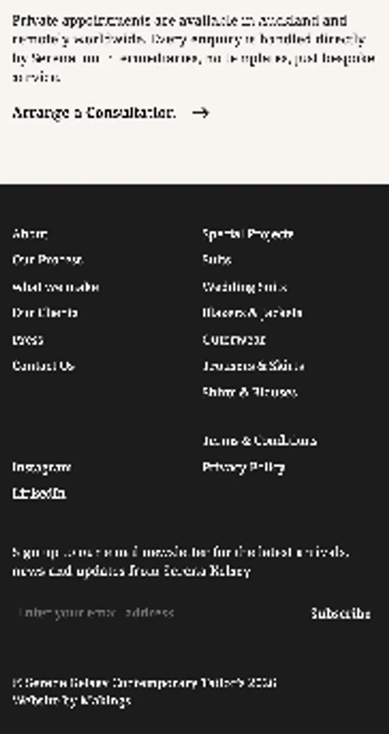 Contemporary Tailors website, on a phone